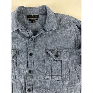 Marc Anthony Mens XL Linen Blend Slim Fit‎ Long Sleeve Button Down Shirt